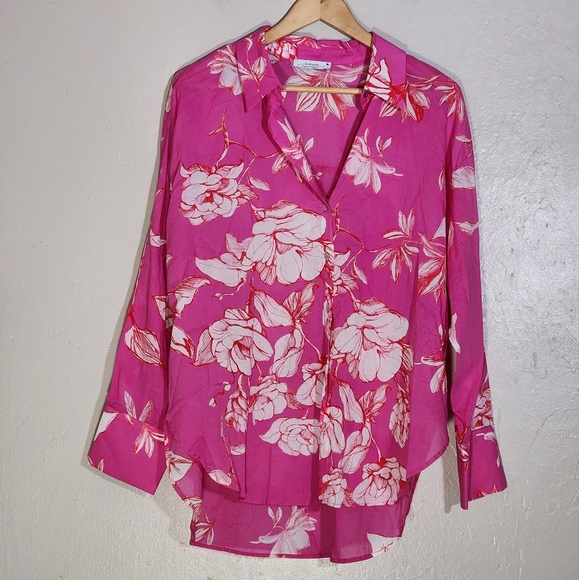 Reserved Pink Floral Button Down - Picture 1 of 7